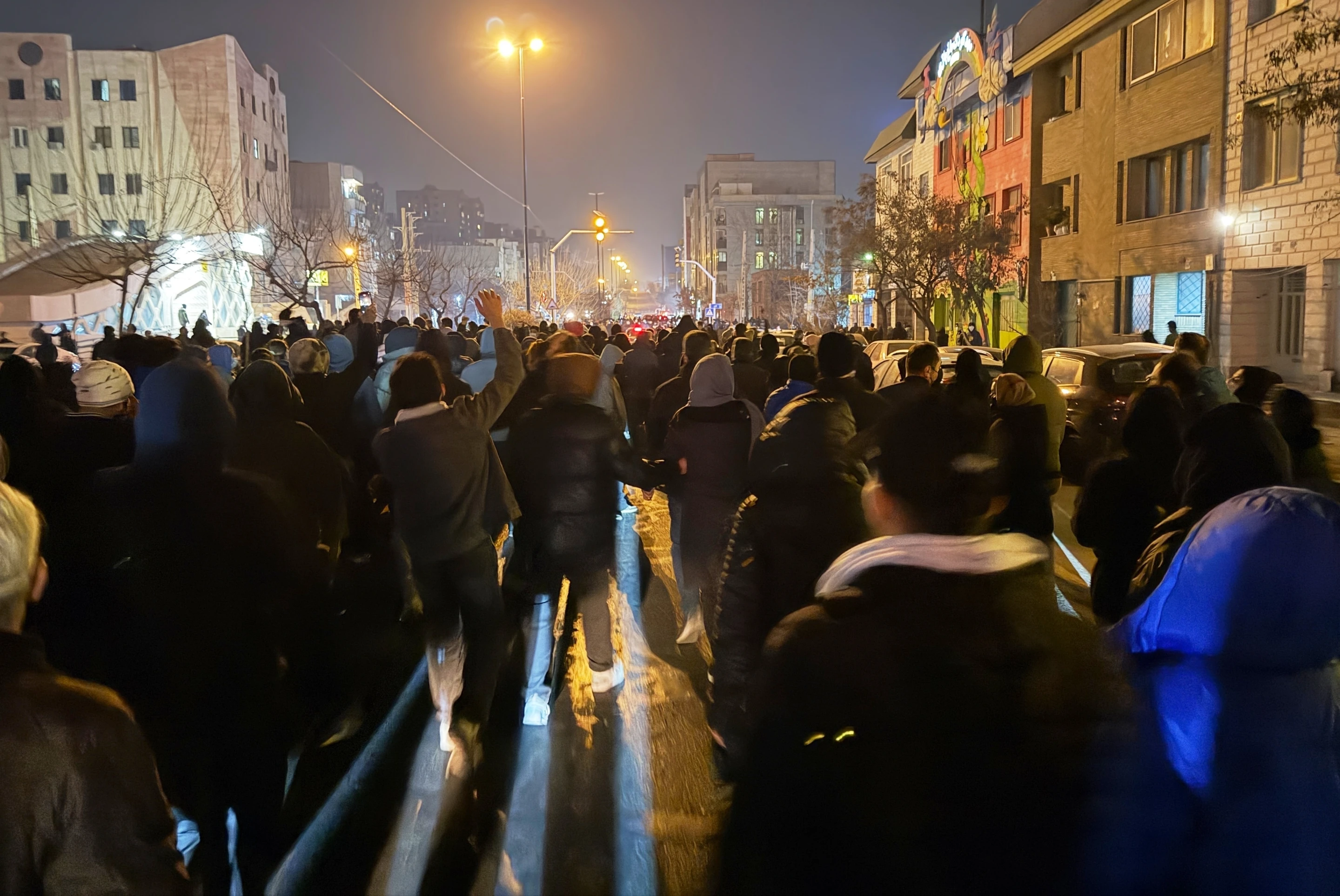 A large anti-government protest crowd in Tehran on January 8, 2026