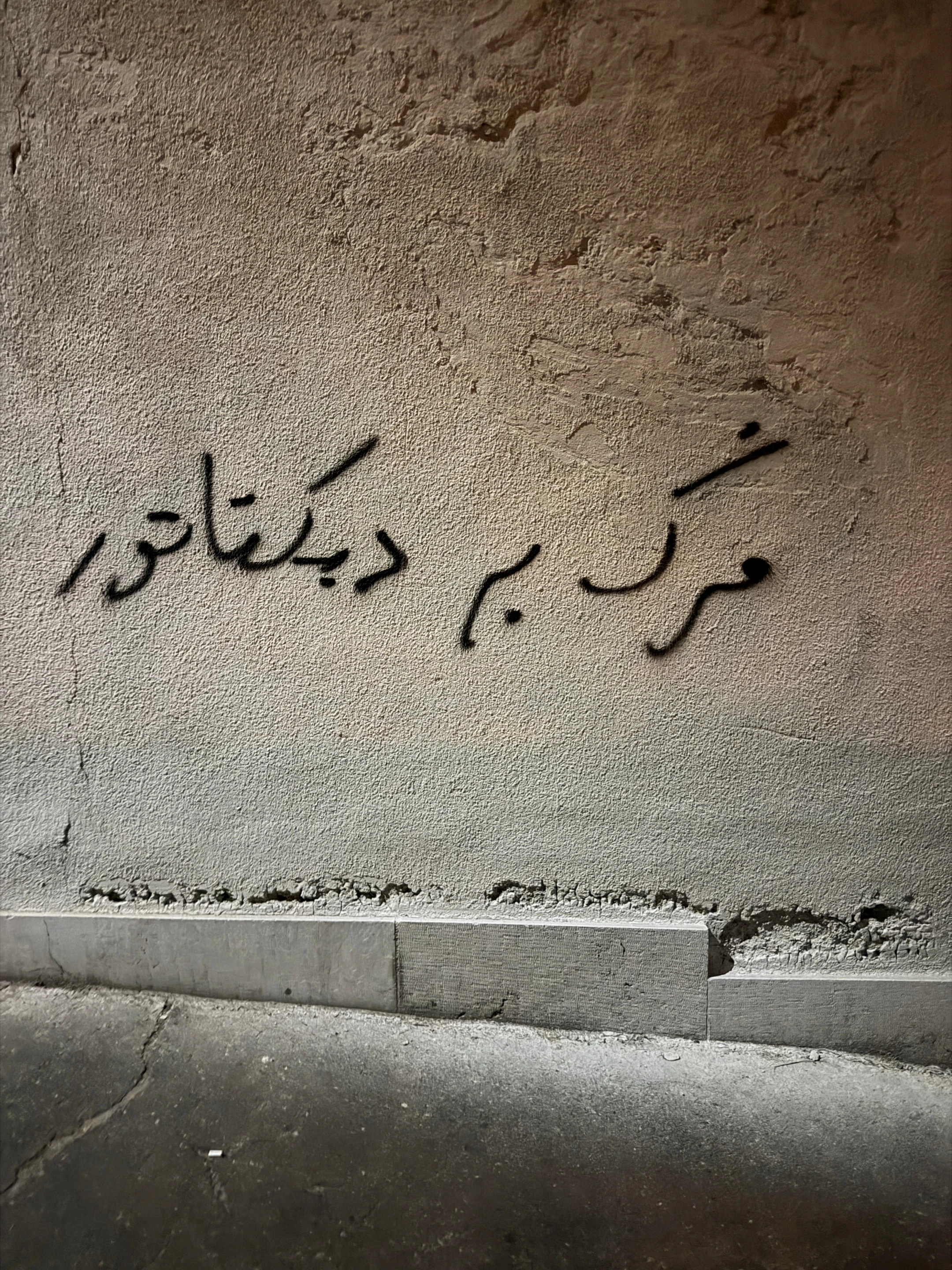 A wall marked with an anti-government slogan in Tehran